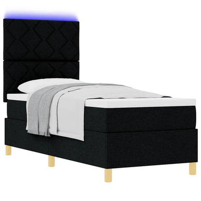 LED Box Spring Bed met hoofdeinde Zwart 80 x 200 cm Stof