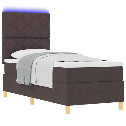 LED Box Spring Bed met hoofdeinde Donkerbruin 80 x 200 cm Stof
