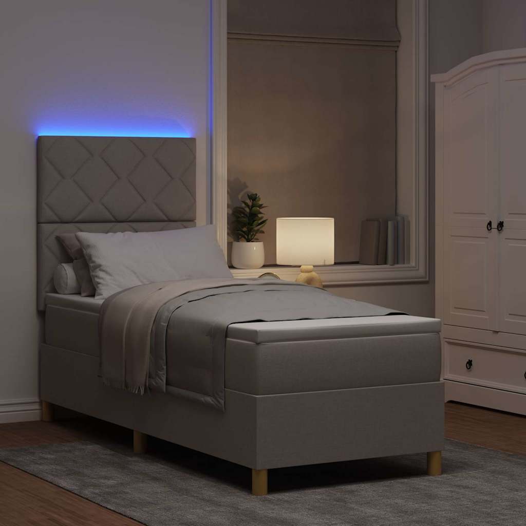 LED Box Spring Bed met hoofdeinde Taupe 80 x 200 cm Stof
