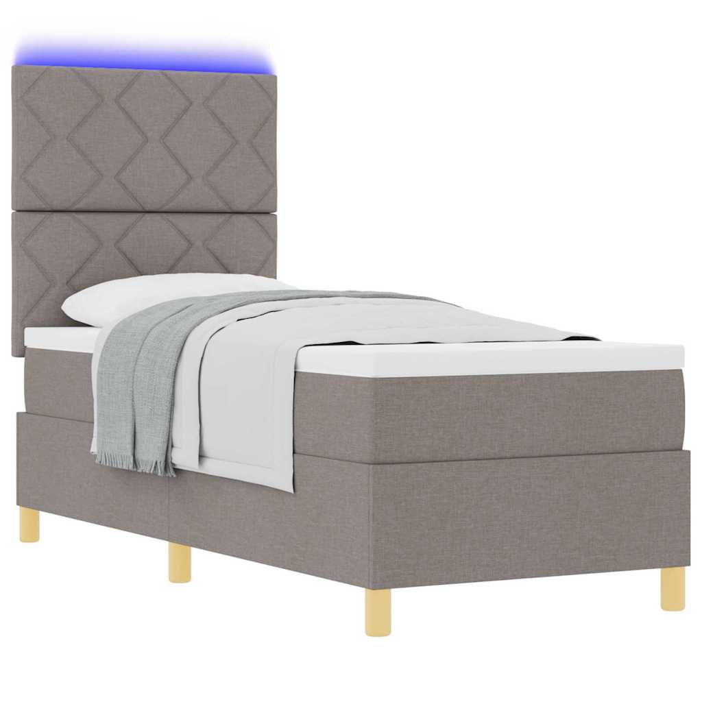 LED Box Spring Bed met hoofdeinde Taupe 80 x 200 cm Stof