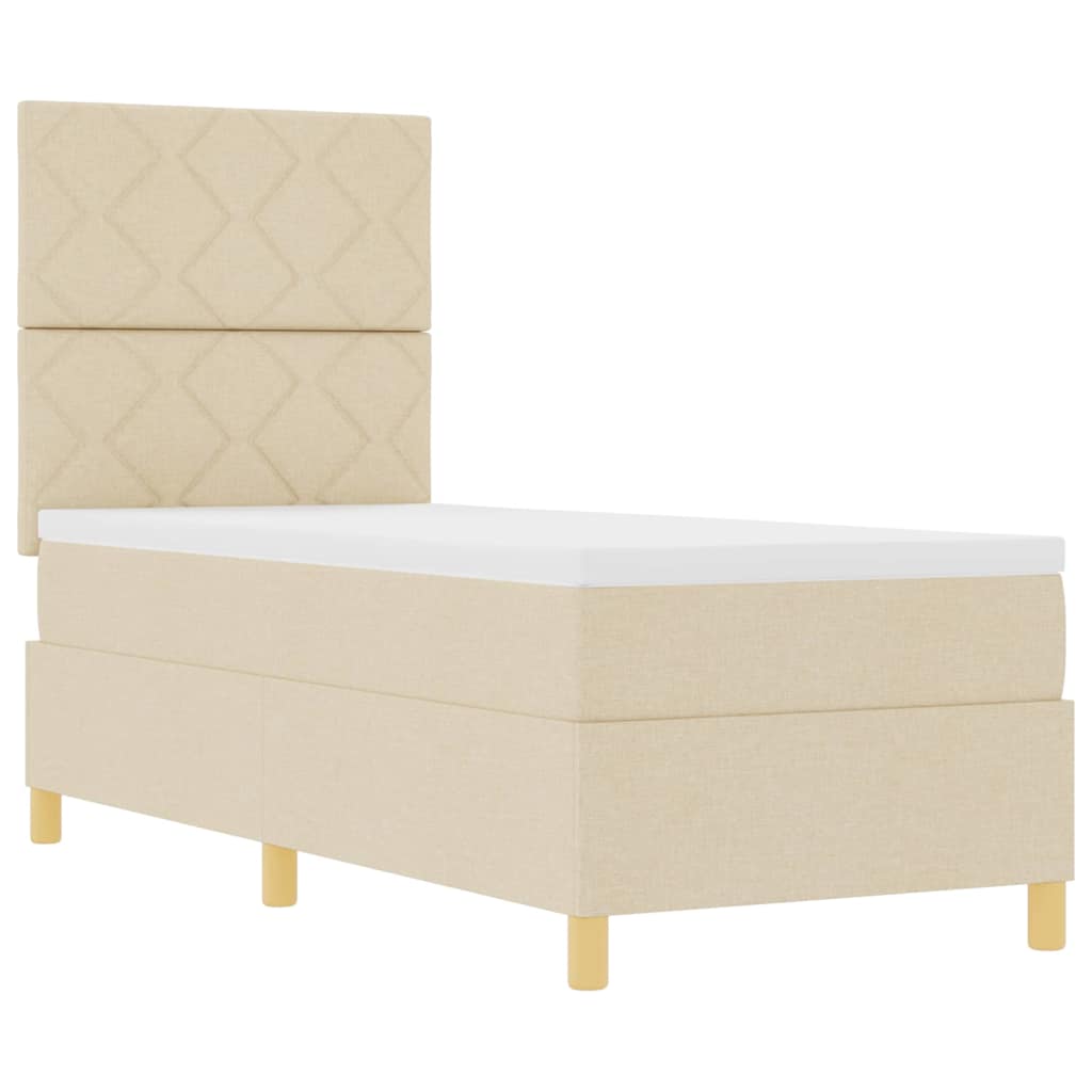 LED Box Spring Bed met matras Crème 80 x 200 cm Stof