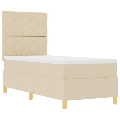 LED Box Spring Bed met matras Crème 80 x 200 cm Stof
