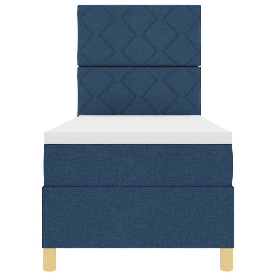 LED Box Spring Bed met hoofdeinde Blauw 80 x 200 cm Stof