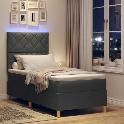 LED Box Spring Bed met hoofdeinde Donkergrijs 90 x 190 cm Stof