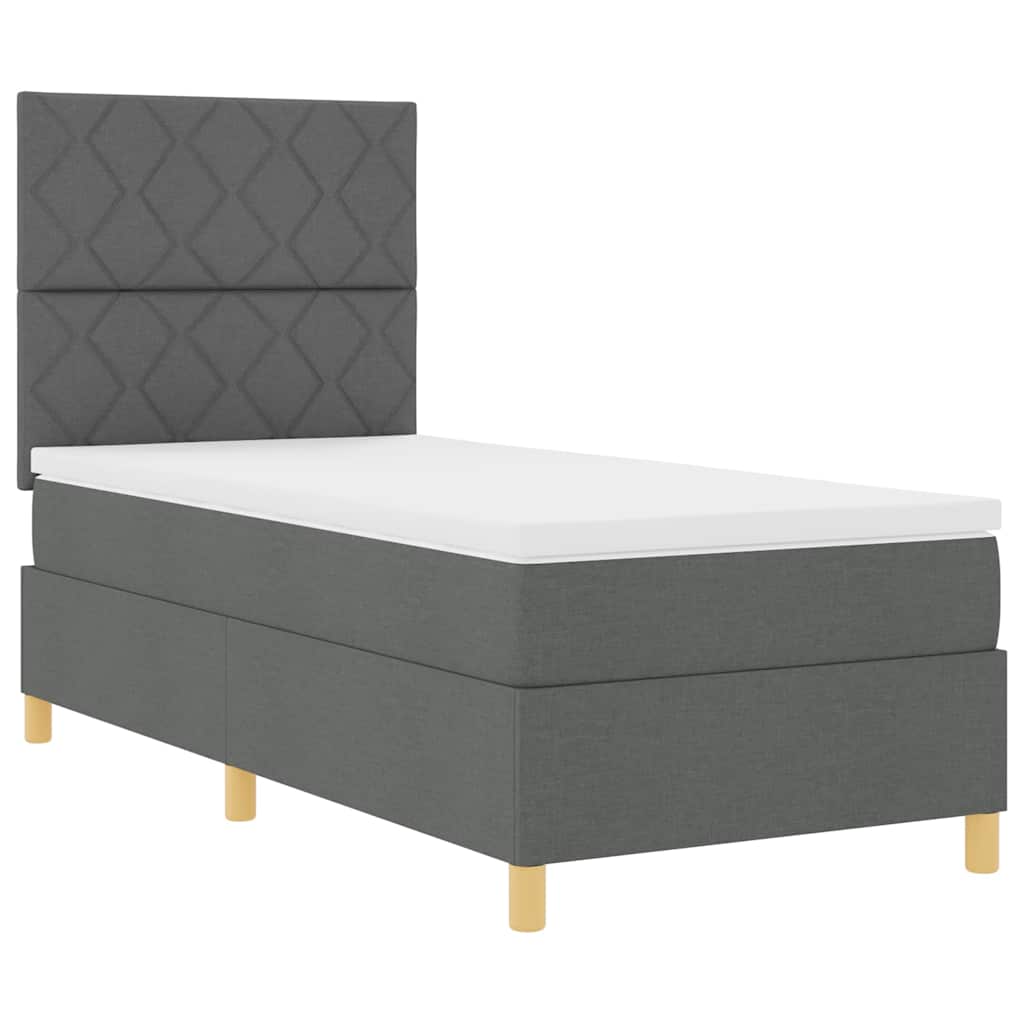 LED Box Spring Bed met hoofdeinde Donkergrijs 90 x 190 cm Stof
