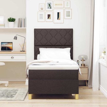 LED Box Spring Bed met hoofdeinde Donkerbruin 90 x 190 cm Stof