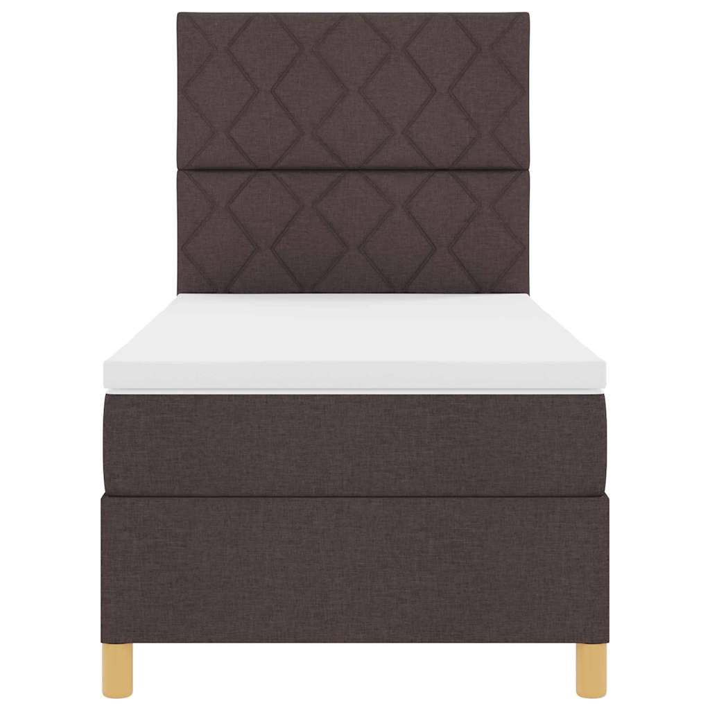 LED Box Spring Bed met hoofdeinde Donkerbruin 90 x 190 cm Stof