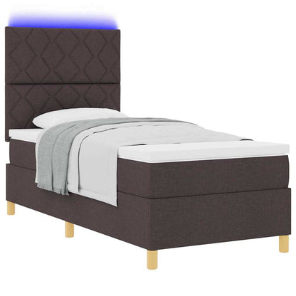 LED Box Spring Bed met hoofdeinde Donkerbruin 90 x 190 cm Stof