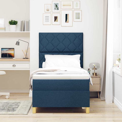 LED Box Spring Bed met hoofdeinde Blauw 90 x 190 cm Stof