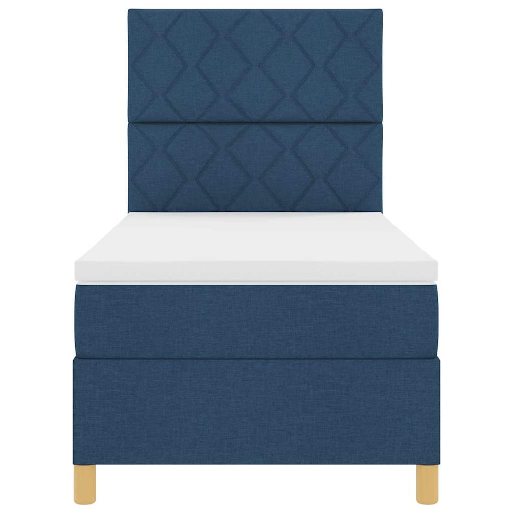 LED Box Spring Bed met hoofdeinde Blauw 90 x 190 cm Stof
