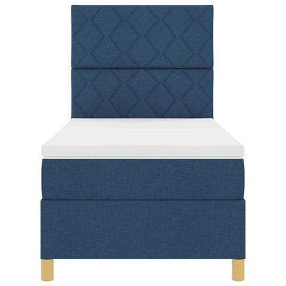 LED Box Spring Bed met hoofdeinde Blauw 90 x 190 cm Stof