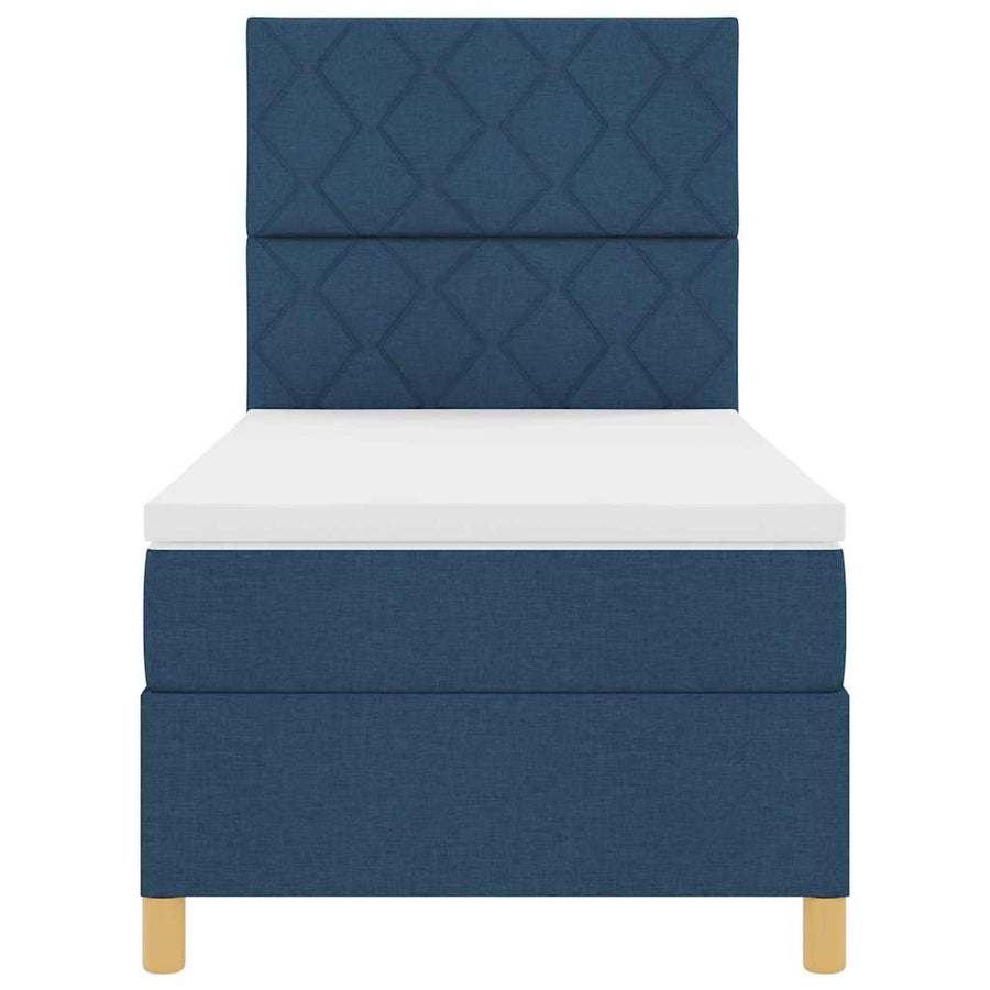 LED Box Spring Bed met hoofdeinde Blauw 90 x 190 cm Stof