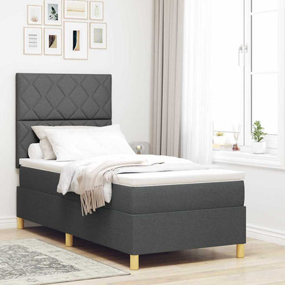 LED Box Spring Bed met hoofdeinde Donkergrijs 90 x 200 cm Stof