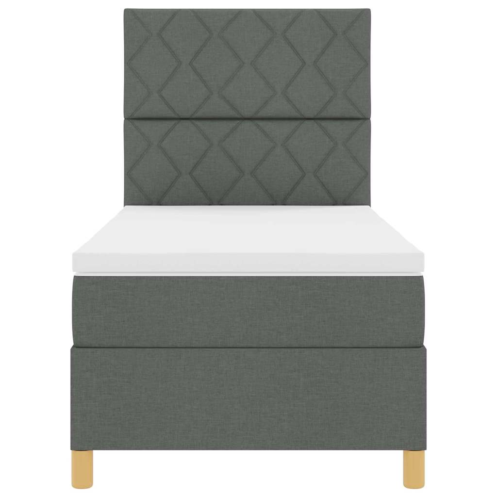 LED Box Spring Bed met hoofdeinde Donkergrijs 90 x 200 cm Stof