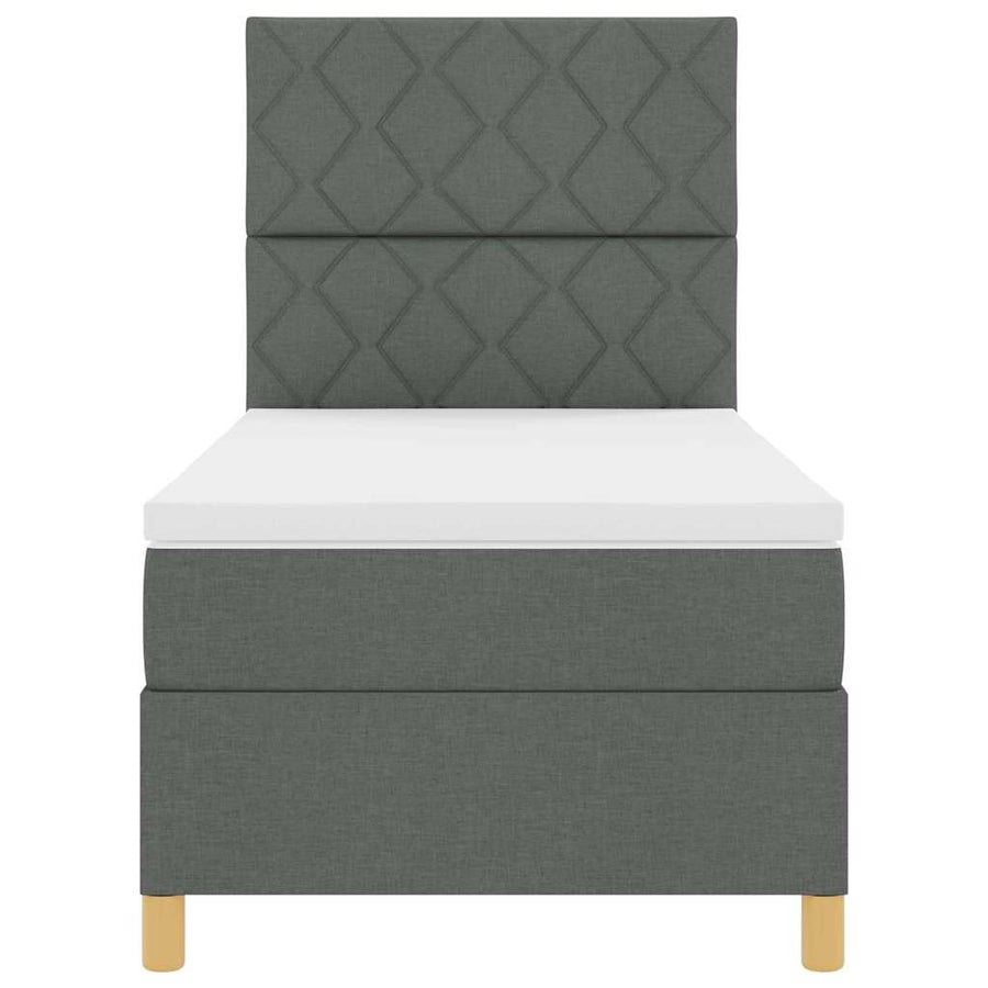 LED Box Spring Bed met hoofdeinde Donkergrijs 90 x 200 cm Stof