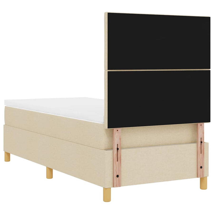 LED Box Spring Bed met hoofdeinde Crème 90 x 200 cm Stof