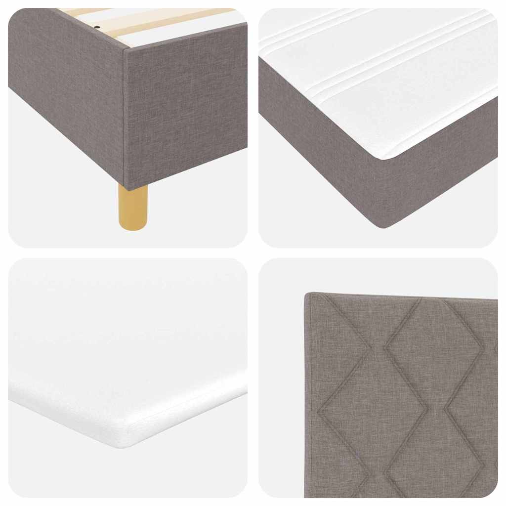 LED Box Spring Bed met matras Taupe 100 x 200 cm Stof