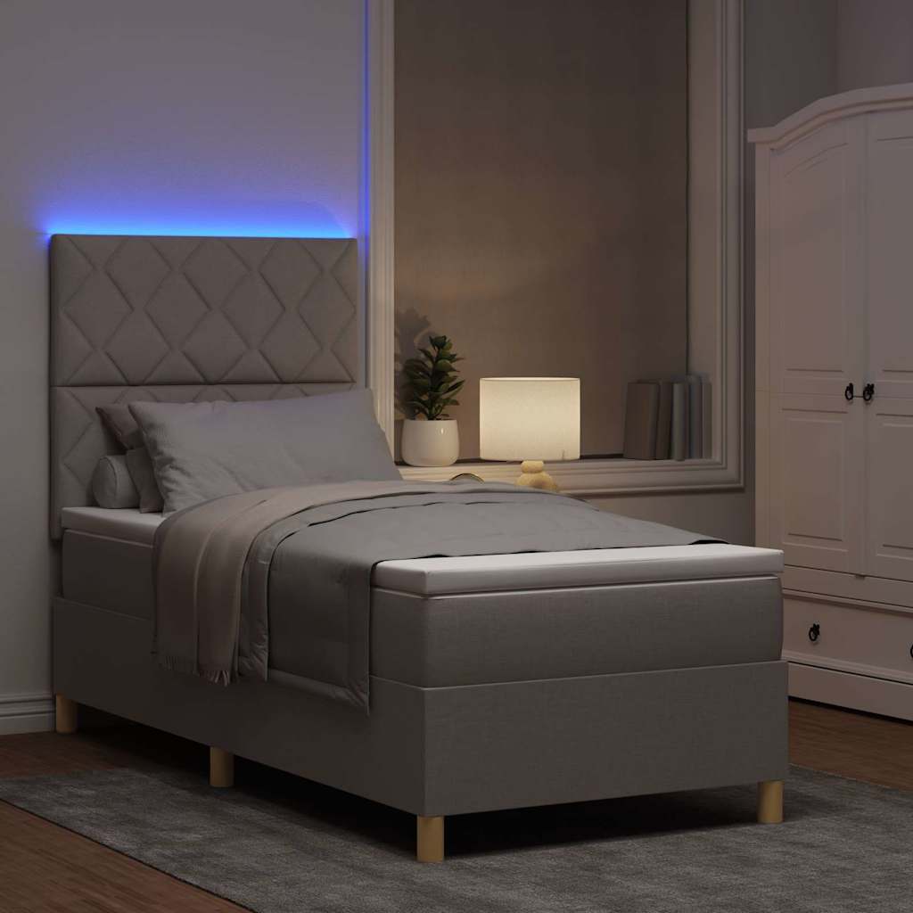 LED Box Spring Bed met matras Taupe 100 x 200 cm Stof