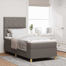 LED Box Spring Bed met matras Taupe 100 x 200 cm Stof