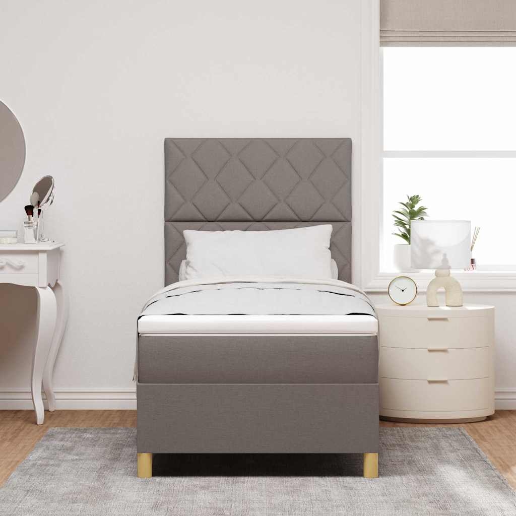 LED Box Spring Bed met matras Taupe 100 x 200 cm Stof