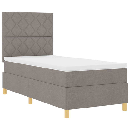 LED Box Spring Bed met matras Taupe 100 x 200 cm Stof
