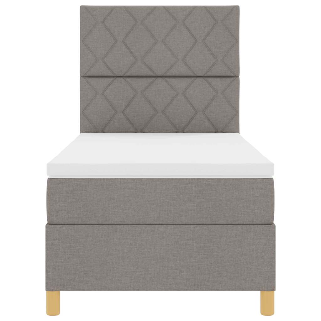 LED Box Spring Bed met matras Taupe 100 x 200 cm Stof