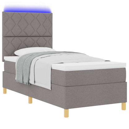 LED Box Spring Bed met matras Taupe 100 x 200 cm Stof