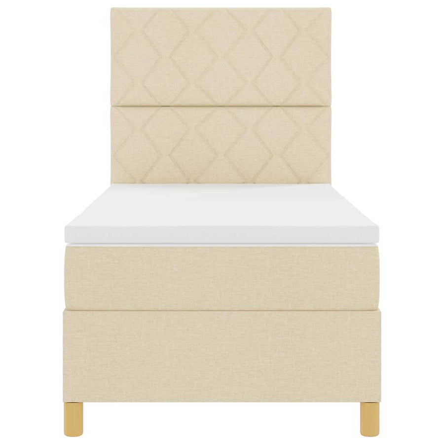 Boxspring bed met matras met hoofdeinde Crème 100 x 200 cm Stof