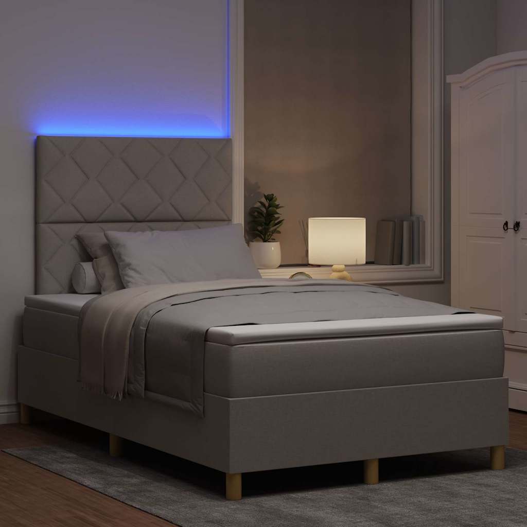 LED Box Spring Bed met hoofdeinde Taupe 120 x 190 cm Stof
