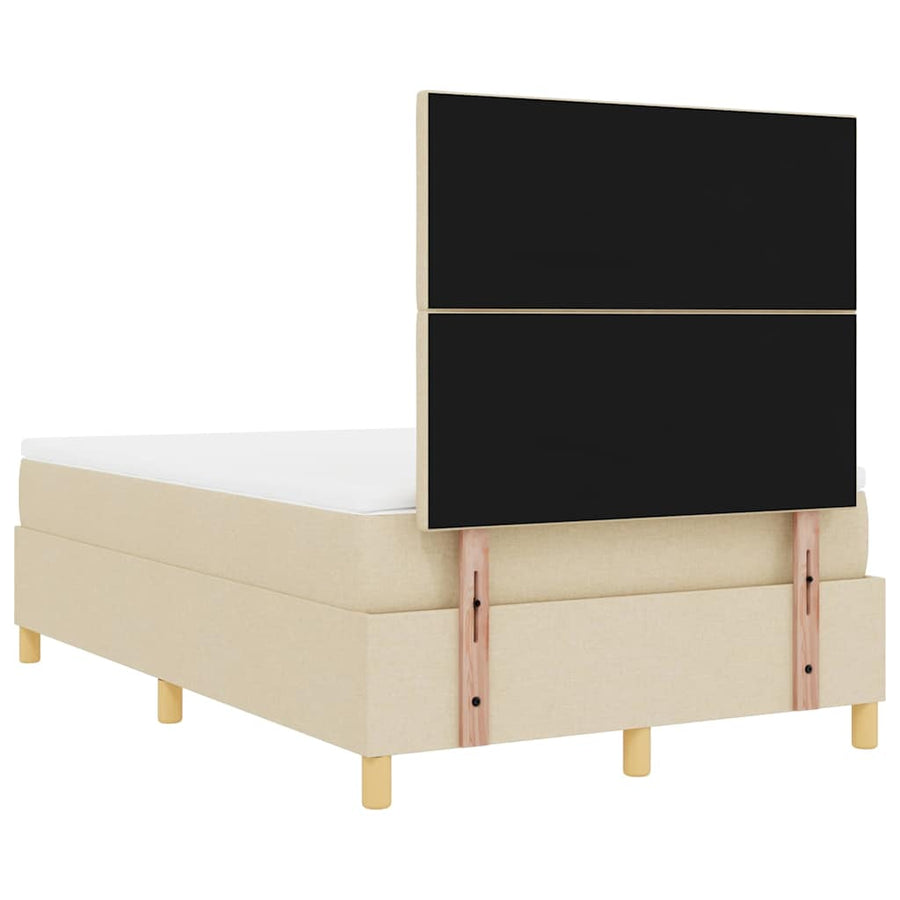 Boxspring Bed Met Matras Met Hoofdeinde Stof Crème 120 x 190 cm Diamant blokken ontwerp