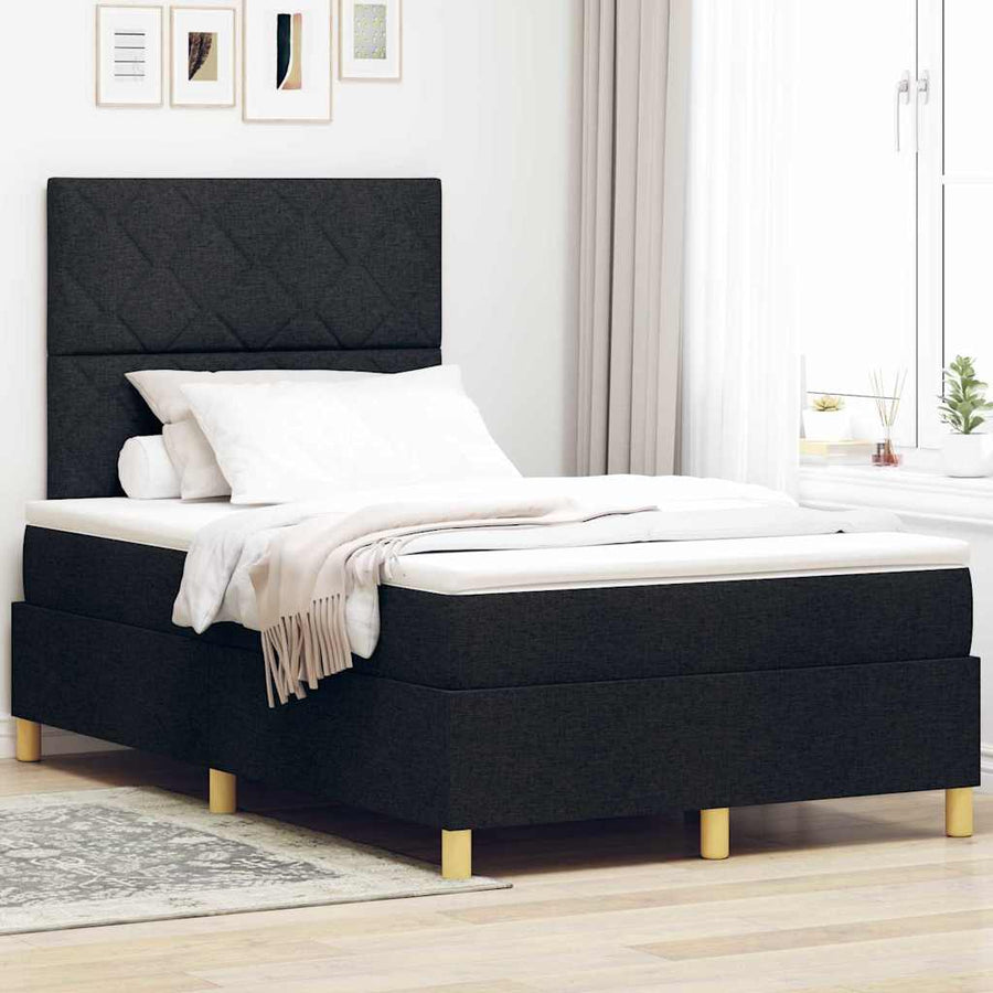 LED Box Spring Bed met matras Zwart 120 x 200 cm Stof