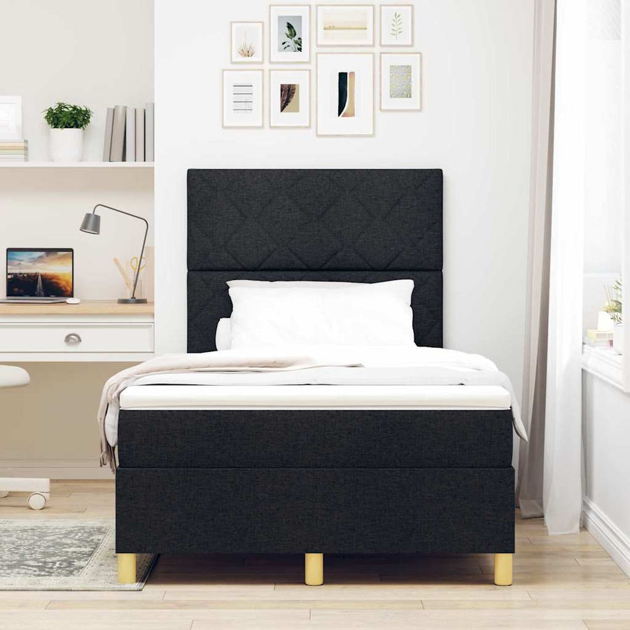 LED Box Spring Bed met matras Zwart 120 x 200 cm Stof