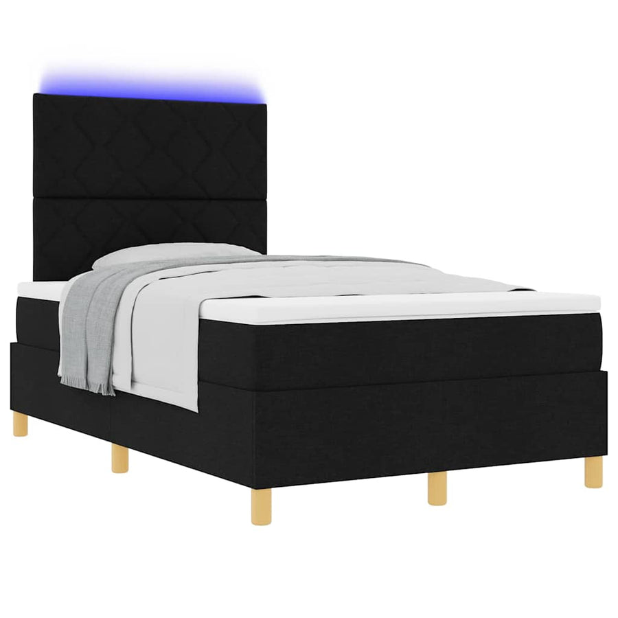 LED Box Spring Bed met matras Zwart 120 x 200 cm Stof