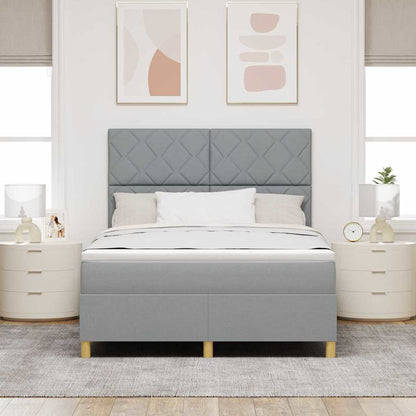 LED Box Spring Bed met hoofdeinde Lichtgrijs 140 x 190 cm Stof