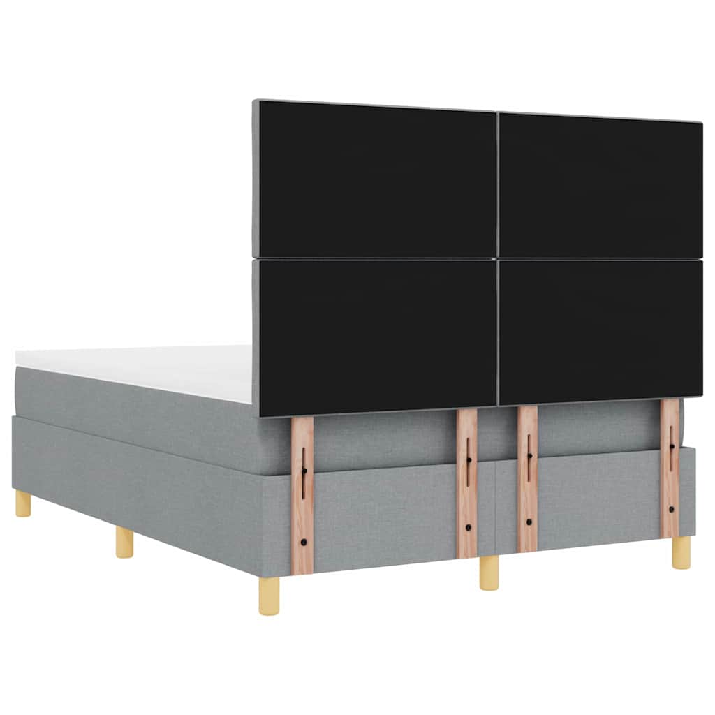 LED Box Spring Bed met hoofdeinde Lichtgrijs 140 x 190 cm Stof