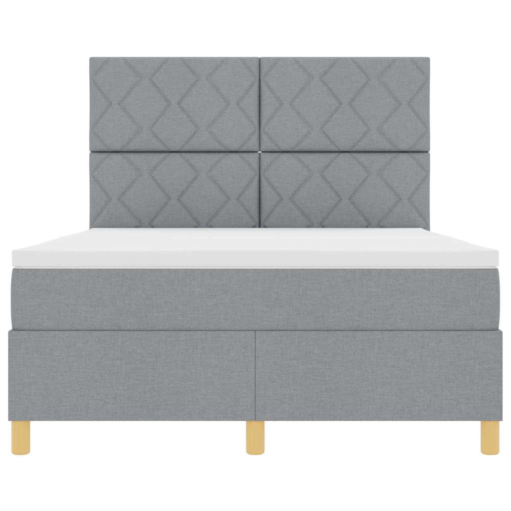 LED Box Spring Bed met hoofdeinde Lichtgrijs 140 x 190 cm Stof