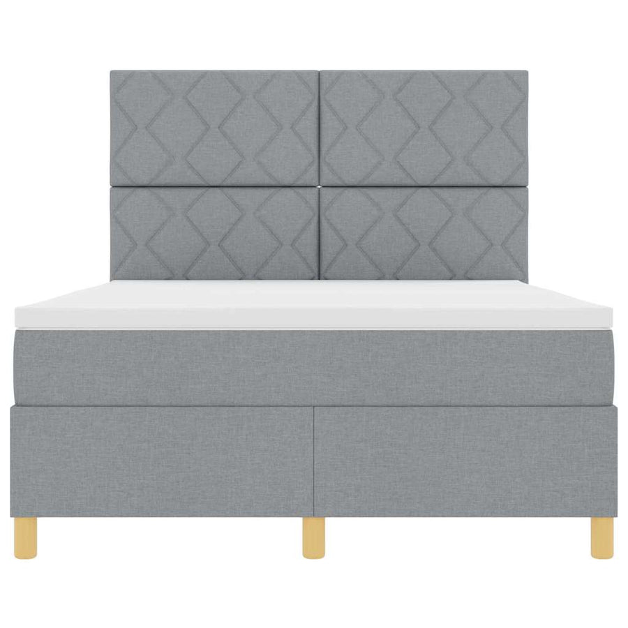 LED Box Spring Bed met hoofdeinde Lichtgrijs 140 x 190 cm Stof