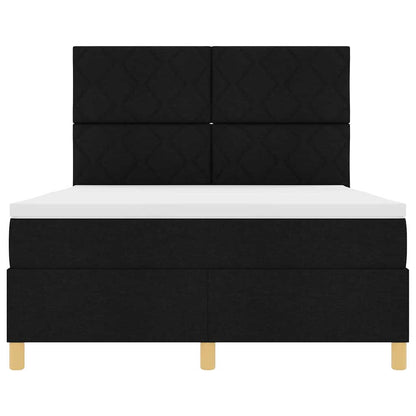 LED Box Spring Bed met hoofdeinde Zwart 140 x 190 cm Stof