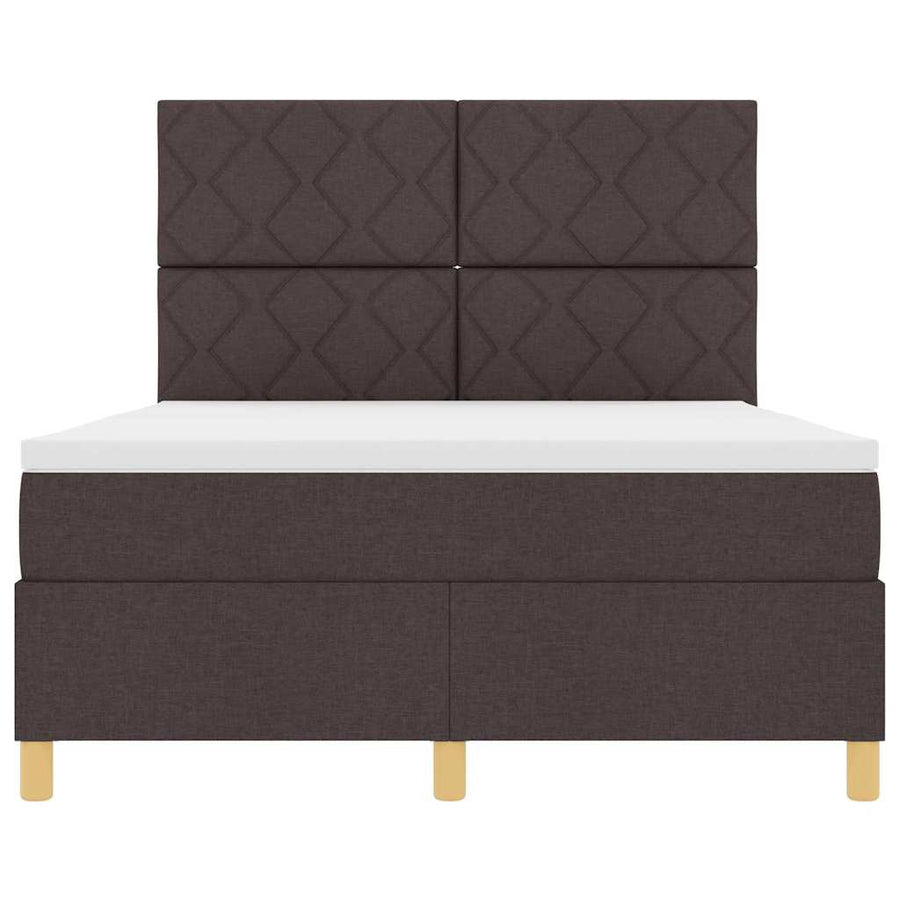 LED Box Spring Bed met matras Donkerbruin 140 x 190 cm Stof
