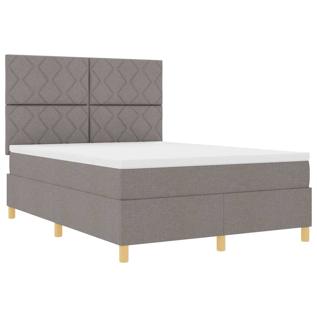 LED Box Spring Bed met hoofdeinde Taupe 140 x 190 cm Stof