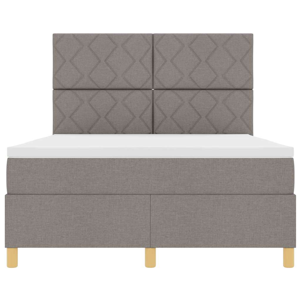 LED Box Spring Bed met hoofdeinde Taupe 140 x 190 cm Stof