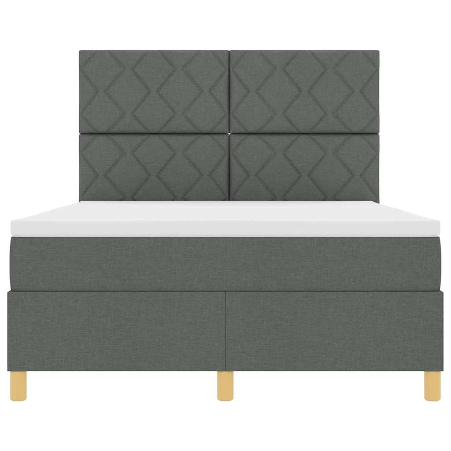 LED Box Spring Bed met hoofdeinde Donkergrijs 140 x 200 cm Stof