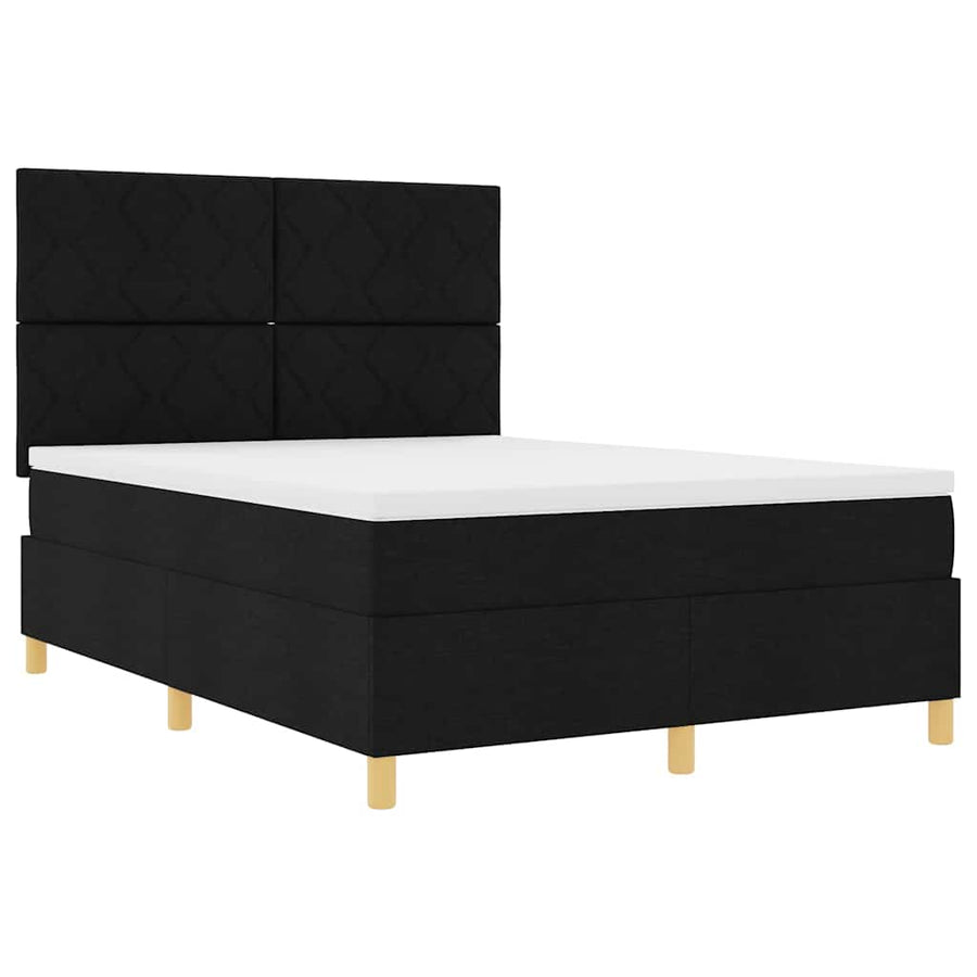 LED Box Spring Bed met hoofdeinde Zwart 140 x 200 cm Stof