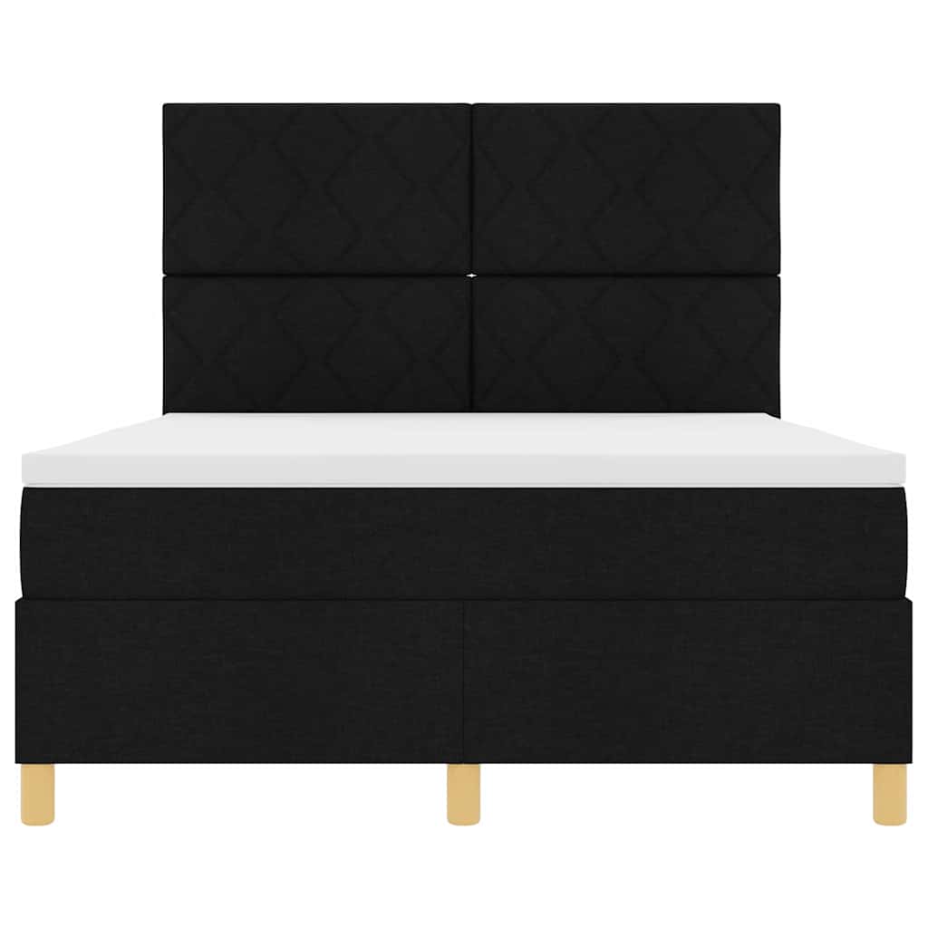 LED Box Spring Bed met hoofdeinde Zwart 140 x 200 cm Stof