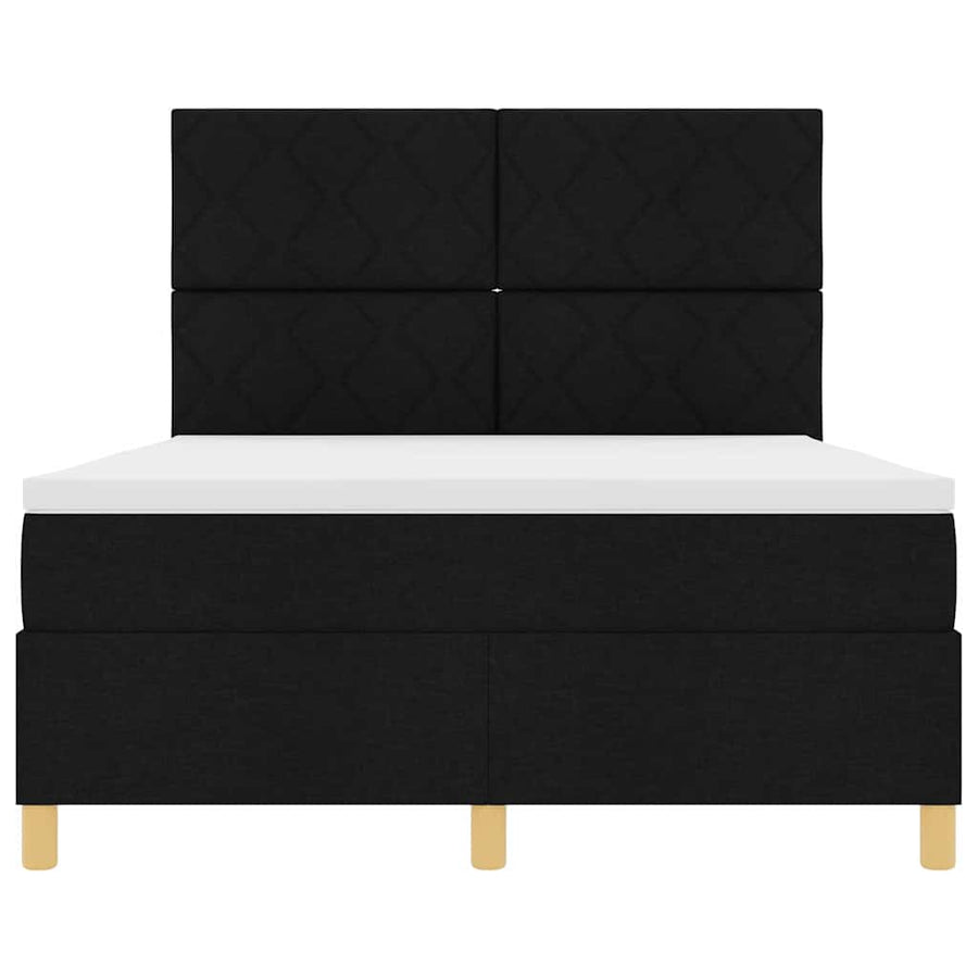 LED Box Spring Bed met hoofdeinde Zwart 140 x 200 cm Stof