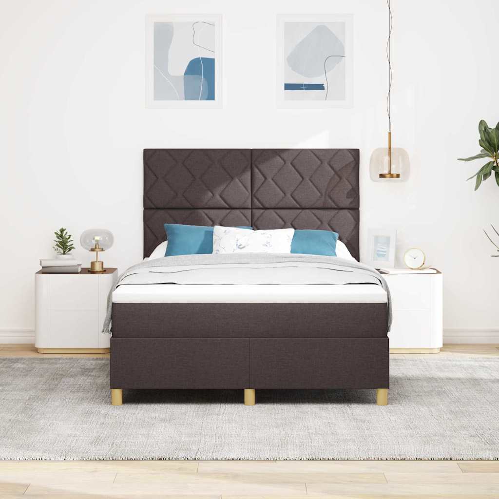 LED Box Spring Bed met hoofdeinde Donkerbruin 140 x 200 cm Stof