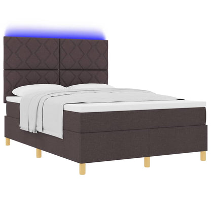 LED Box Spring Bed met hoofdeinde Donkerbruin 140 x 200 cm Stof