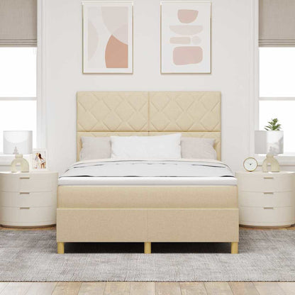 LED Box Spring Bed met hoofdeinde Crème 140 x 200 cm Stof