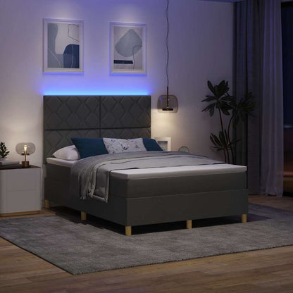 LED Box Spring Bed met matras Donkergrijs 160 x 200 cm Stof