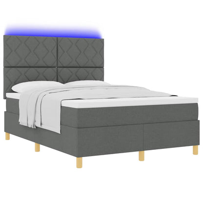LED Box Spring Bed met matras Donkergrijs 160 x 200 cm Stof
